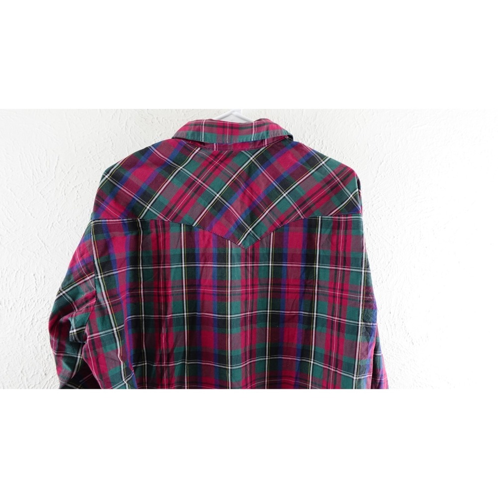 Vintage Wrangler Western Shirt Mens 16.5 Cowboy Cut X-Long Tails Pearl Snap S\ L - Picture 5 of 10